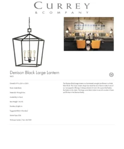 Currey And Company Denison Lantern Black - 4 Sizes New Arrivals
