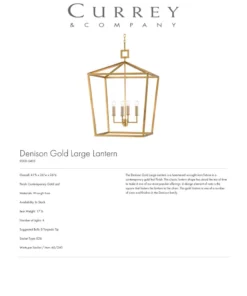 Currey And Company New Arrivals Denison Lantern Gold - 4 Sizes