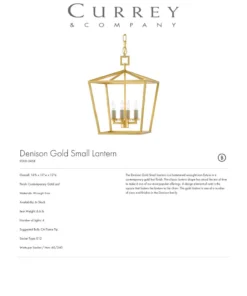 Currey And Company New Arrivals Denison Lantern Gold - 4 Sizes