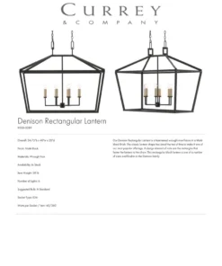 Currey And Company Denison Rectangular Lantern Black