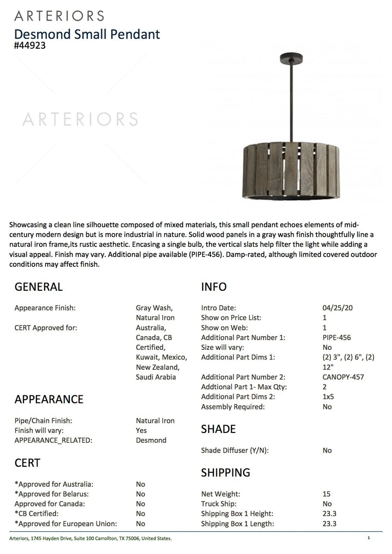 Arteriors Home New Arrivals Desmond Small Pendant 5 Arteriors Home New Arrivals Desmond Small Pendant