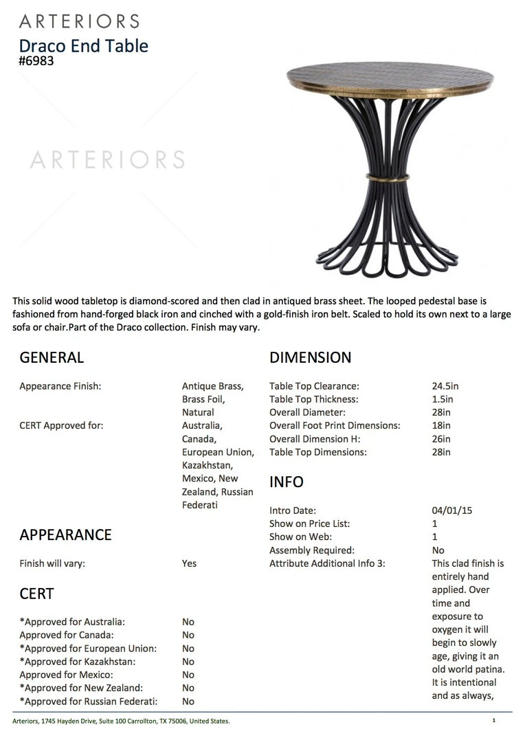 Arteriors Home Draco End Table 7 Arteriors Home Draco End Table