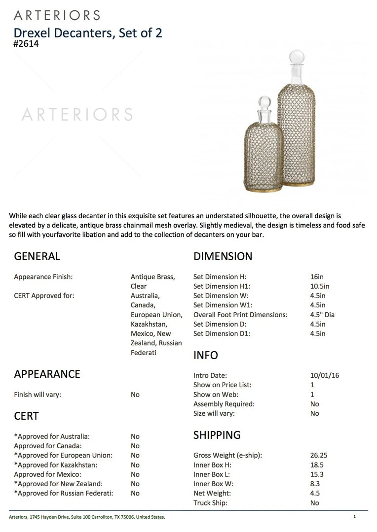 Arteriors Home Drexel Decanters Set Of 2 5 Arteriors Home Drexel Decanters Set Of 2