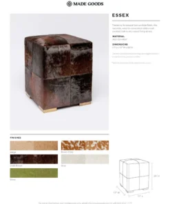 Made Goods Essex Stool Dark Brown Hair On Hide Leather