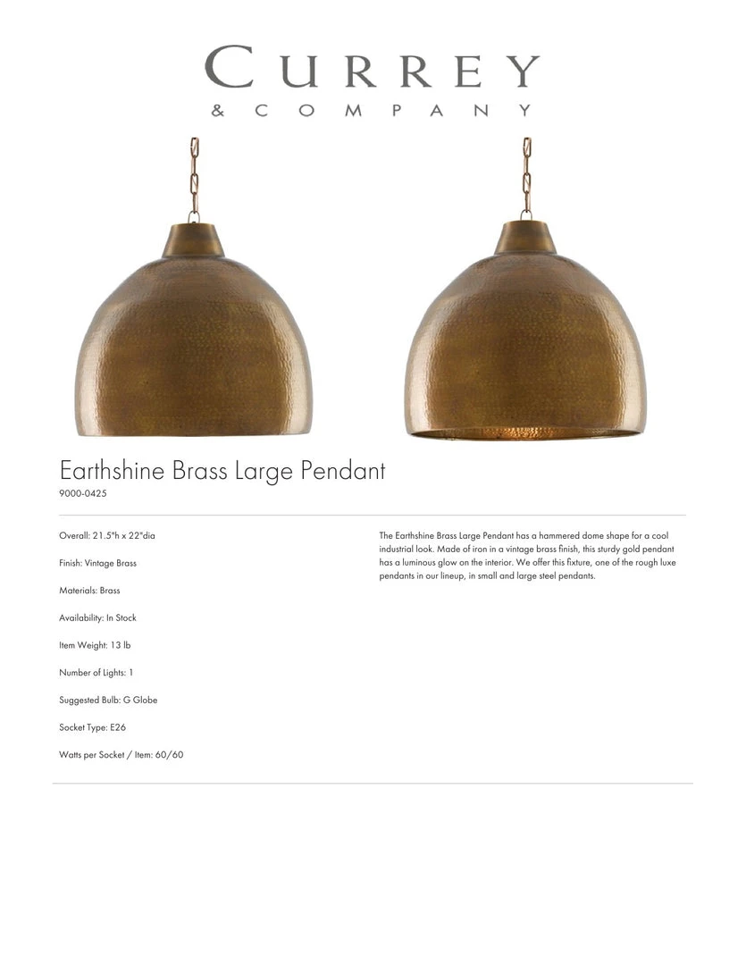 Currey And Company Earthshine Brass Large Pendant New Arrivals 4 Currey And Company Earthshine Brass Large Pendant New Arrivals