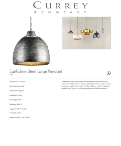 Currey And Company New Arrivals Earthshine Pendant Steel Large 7 Currey And Company New Arrivals Earthshine Pendant Steel Large