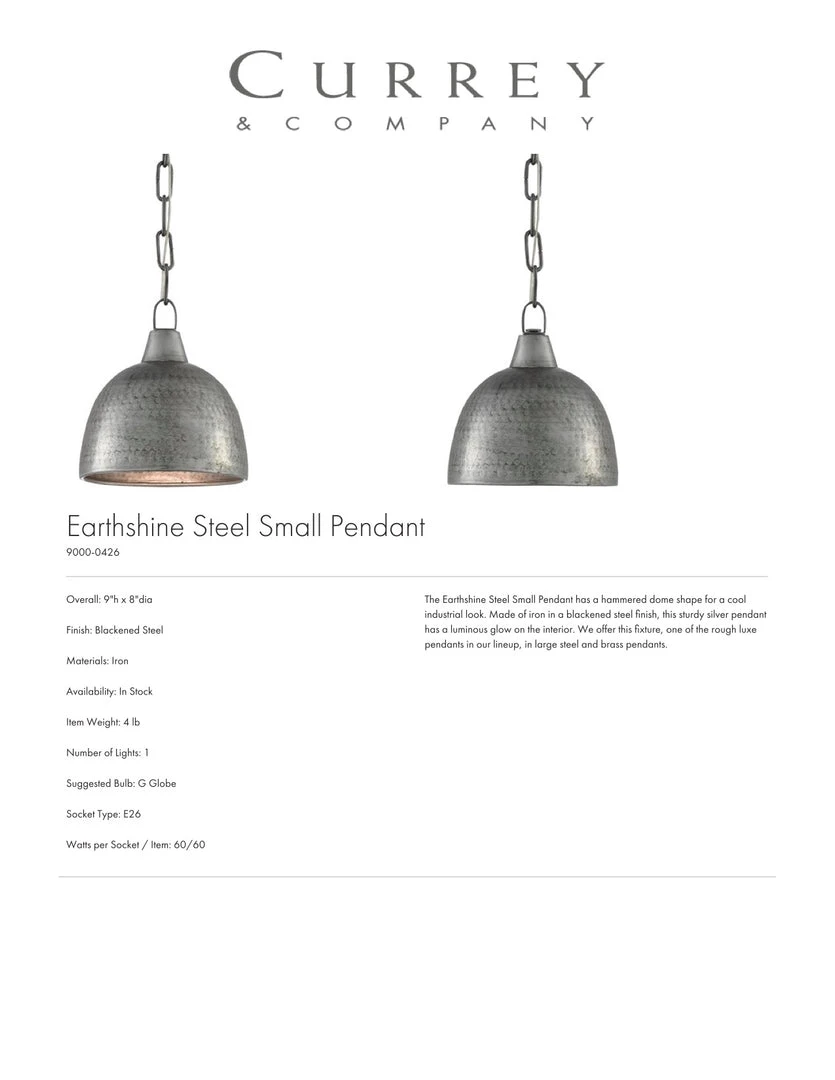 Currey And Company Earthshine Pendant Steel Small 4 Currey And Company Earthshine Pendant Steel Small