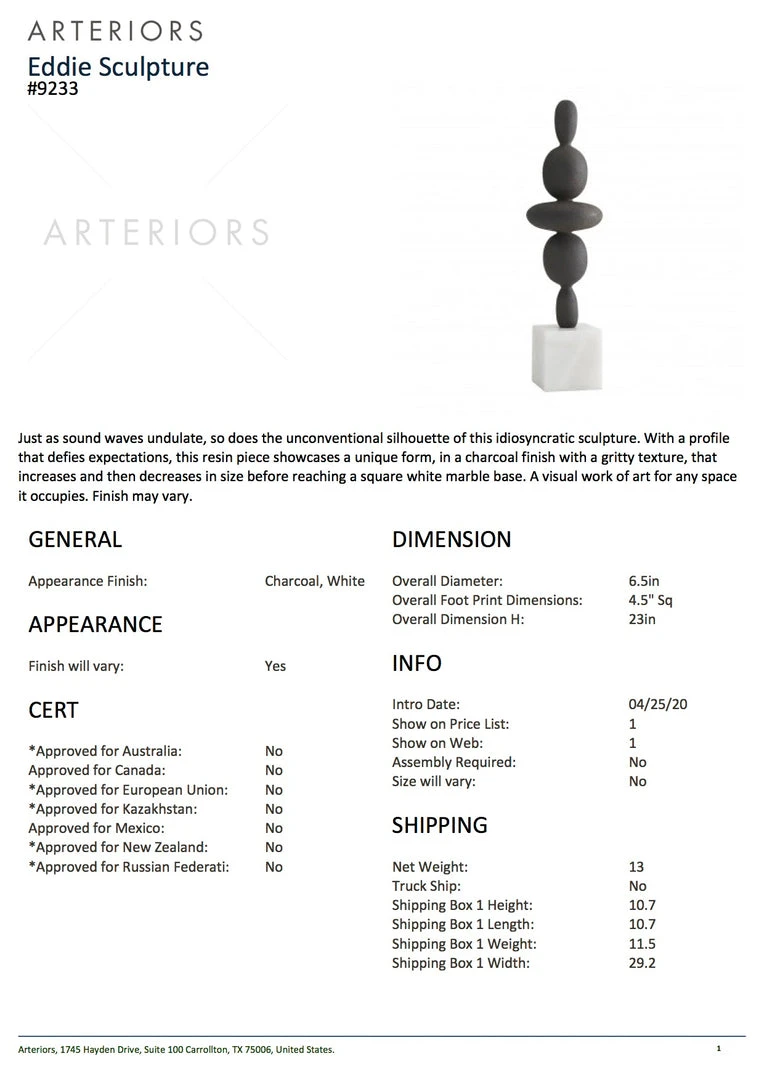 Arteriors Home New Arrivals Eddie Sculpture 8 Arteriors Home New Arrivals Eddie Sculpture