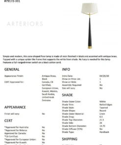 Arteriors Home New Arrivals Elden Floor Lamp Black