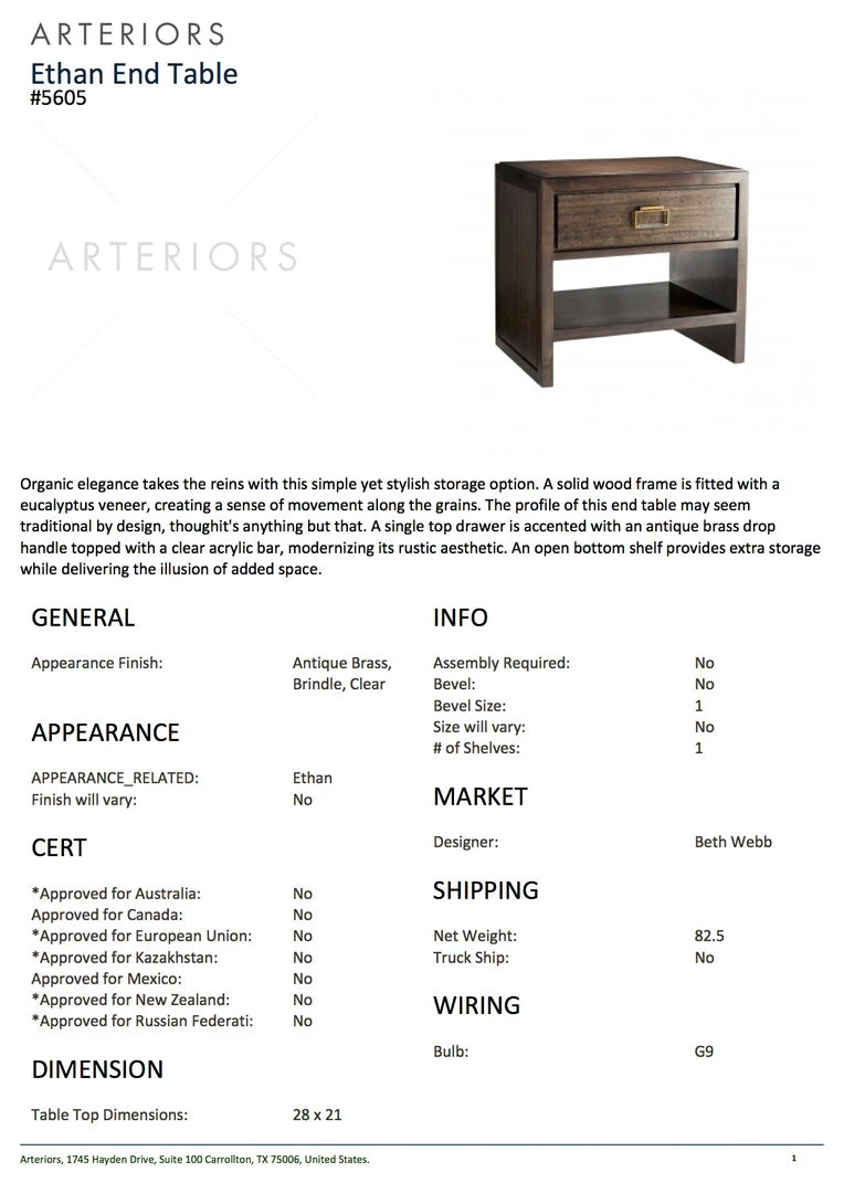 Arteriors Home New Arrivals Ethan End Table 9 Arteriors Home New Arrivals Ethan End Table