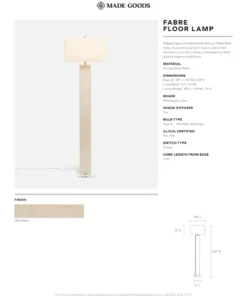 Made Goods Fabre Floor Lamp Off White Burlap And Clear Resin