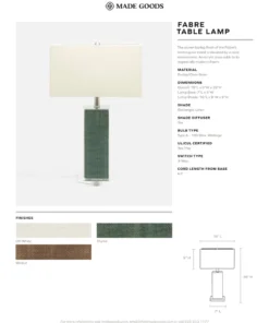 Made Goods Fabre Table Lamp Walnut Burlap