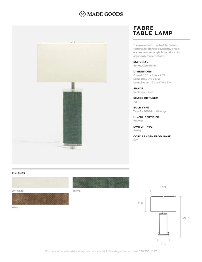 Made Goods Fabre Table Lamp Off White Burlap And Clear Resin New Arrivals 4 Made Goods Fabre Table Lamp Off White Burlap And Clear Resin New Arrivals