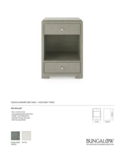 Bungalow 5 Fedor Two Drawer Side Table Moss Gray Grasscloth 11 Bungalow 5 Fedor Two Drawer Side Table Moss Gray Grasscloth