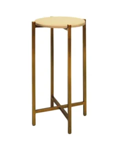 Worlds Away Fitz Cigar Table Antique Brass And Beige Faux Shagreen