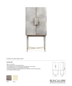 Bungalow 5 New Arrivals Florian Tall Bar Cabinet Gray 23 Bungalow 5 New Arrivals Florian Tall Bar Cabinet Gray
