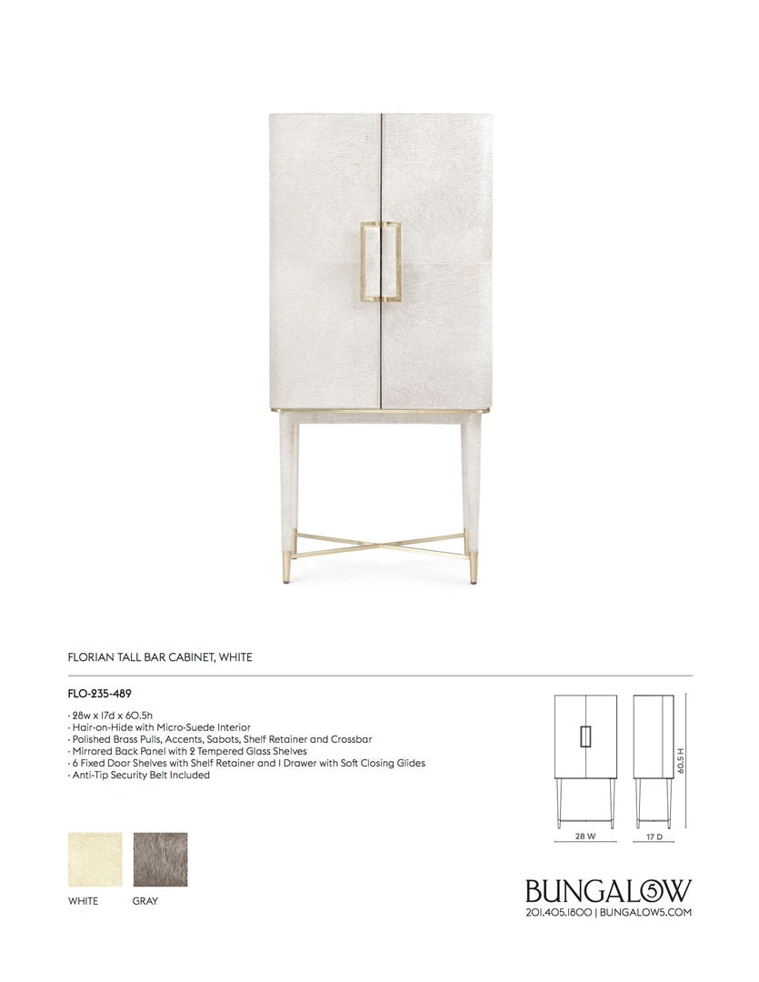 Bungalow 5 Florian Tall Bar Cabinet White 4 Bungalow 5 Florian Tall Bar Cabinet White