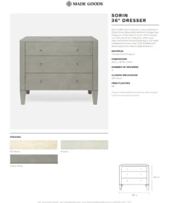 Made Goods New Arrivals Sorin 36" Dresser Off White Faux Shagreen 9 Made Goods New Arrivals Sorin 36