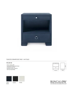Bungalow 5 New Arrivals Frances 2 Drawer Side Table Navy Blue