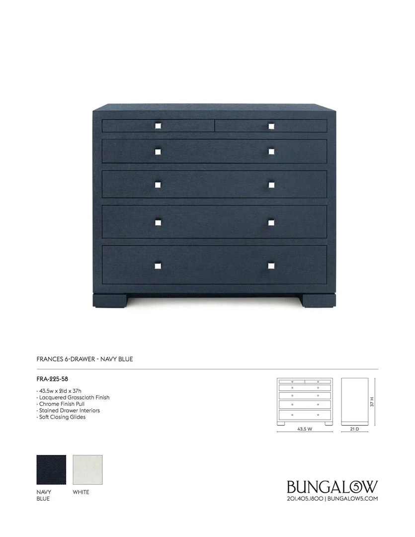 Bungalow 5 New Arrivals Frances 6 Drawer Navy Blue 4 Bungalow 5 New Arrivals Frances 6 Drawer Navy Blue
