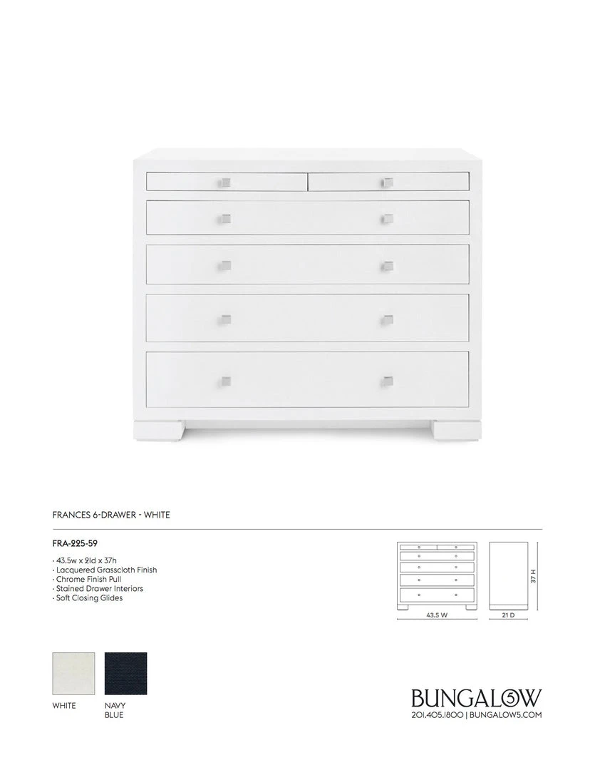 Bungalow 5 Frances 6 Drawer White New Arrivals 4 Bungalow 5 Frances 6 Drawer White New Arrivals