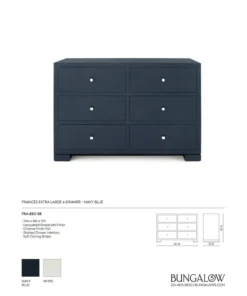 Bungalow 5 New Arrivals Frances Extra Large 6 Drawer Chest Navy Blue