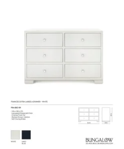 Bungalow 5 Frances Extra Large 6 Drawer Chest White 13 Bungalow 5 Frances Extra Large 6 Drawer Chest White