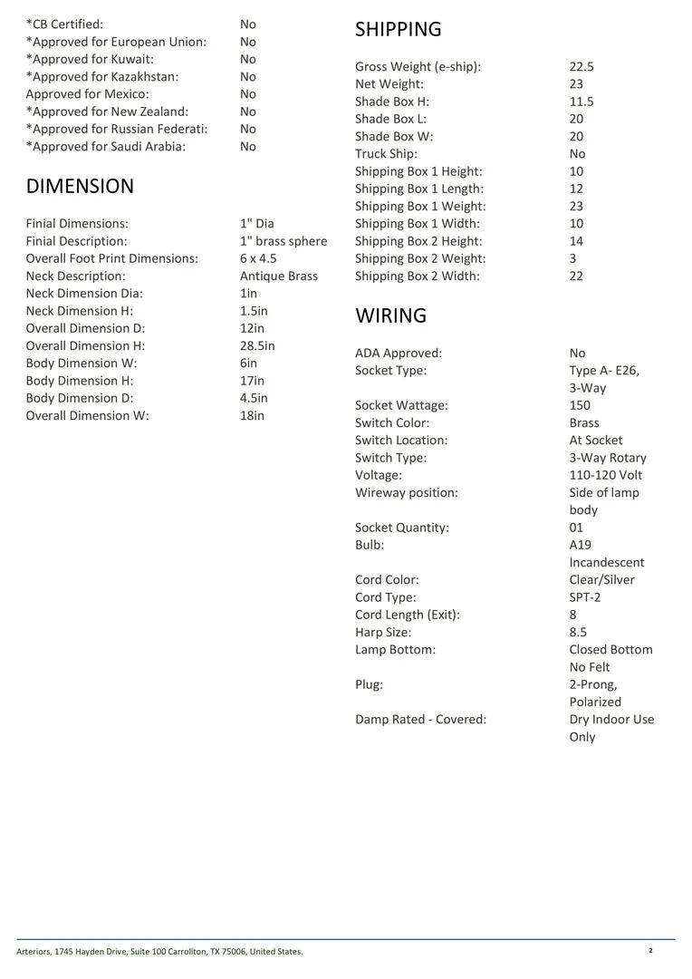 Arteriors Home New Arrivals Ferris Lamp 6 Arteriors Home New Arrivals Ferris Lamp