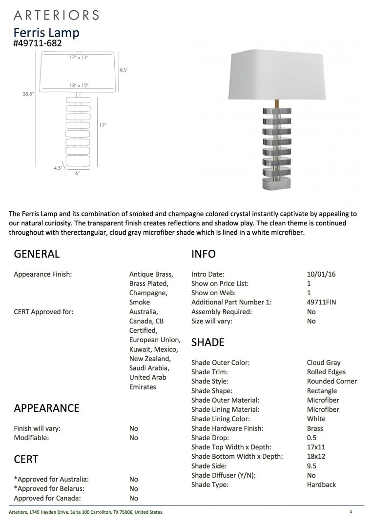 Arteriors Home New Arrivals Ferris Lamp 5 Arteriors Home New Arrivals Ferris Lamp