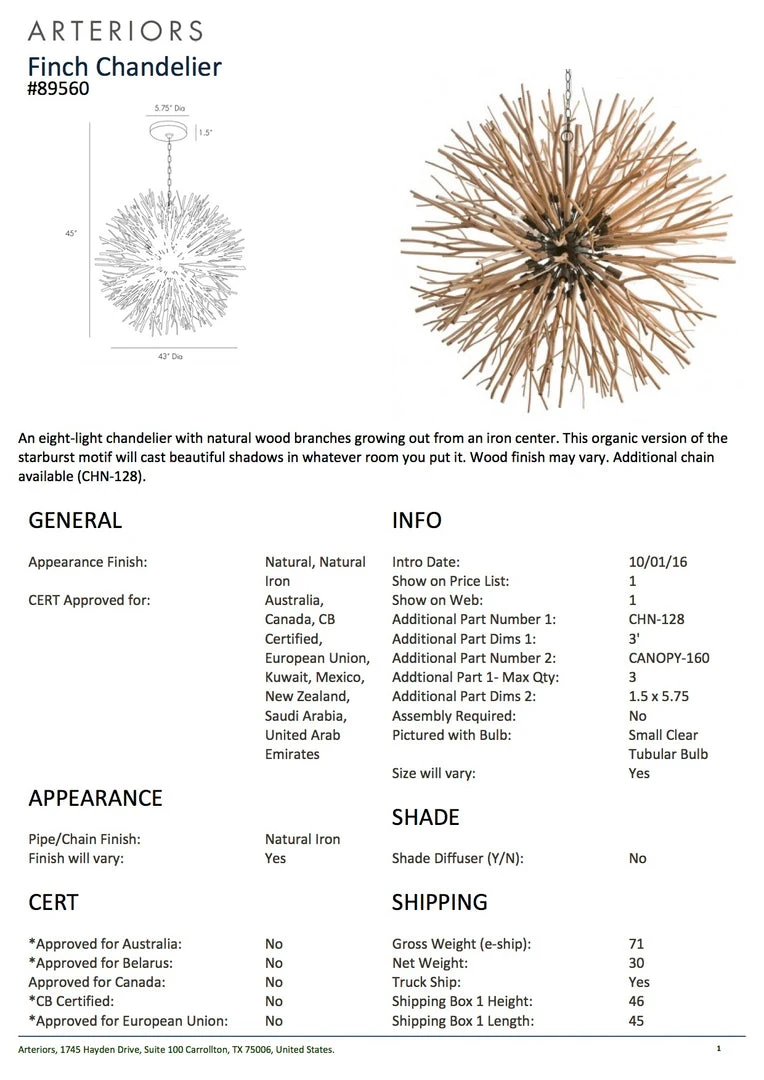 Arteriors Home Finch Chandelier Natural New Arrivals 6 Arteriors Home Finch Chandelier Natural New Arrivals