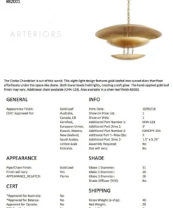 Arteriors Home Florko Chandelier Gold Leaf