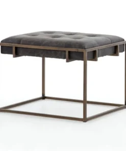 Four Hands New Arrivals Oxford End Table Ebony Leather