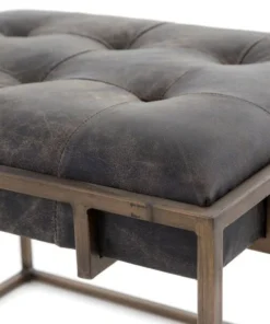 Four Hands New Arrivals Oxford End Table Ebony Leather