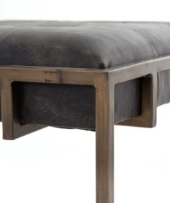 Four Hands New Arrivals Oxford End Table Ebony Leather