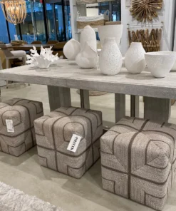 Palecek Fritz Rope Square Ottoman White Fog New Arrivals