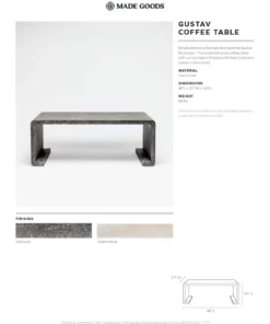 Made Goods New Arrivals Gustav Coffee Table Charcoal Faux Linen