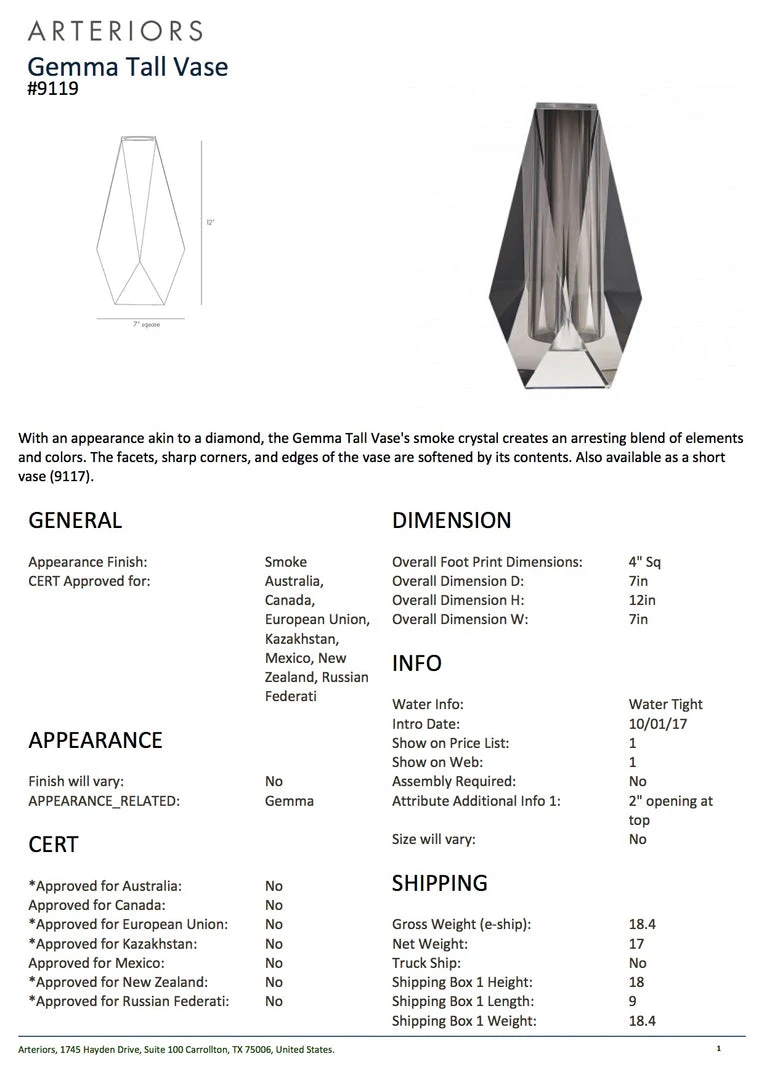 Arteriors Home Gemma Tall Vase Smoke Gray New Arrivals 6 Arteriors Home Gemma Tall Vase Smoke Gray New Arrivals