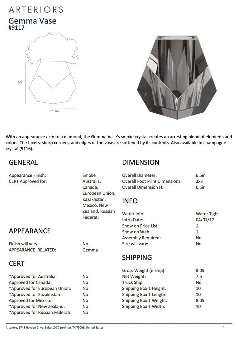 Arteriors Home New Arrivals Gemma Vase Smoke Gray 5 Arteriors Home New Arrivals Gemma Vase Smoke Gray