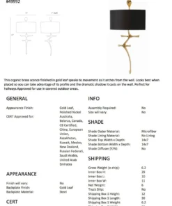 Arteriors Home Gilbert Wall Sconce Gold Leaf 10 Arteriors Home Gilbert Wall Sconce Gold Leaf