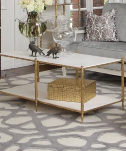 Global Views Arbor Cocktail Table Brass And White Marble New Arrivals