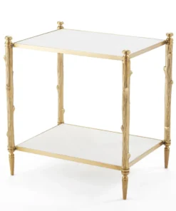 Global Views New Arrivals Arbor Side Table Brass And White Marble