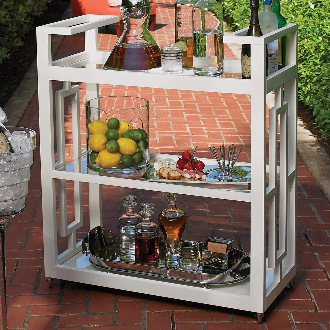 Global Views New Arrivals Grid Block Bar Cart White 2 Global Views New Arrivals Grid Block Bar Cart White