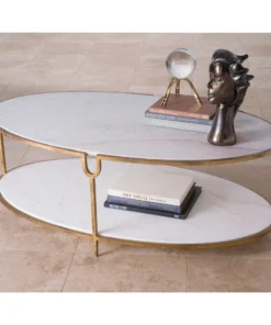 Global Views Iron And Stone Oval Coffee Table New Arrivals