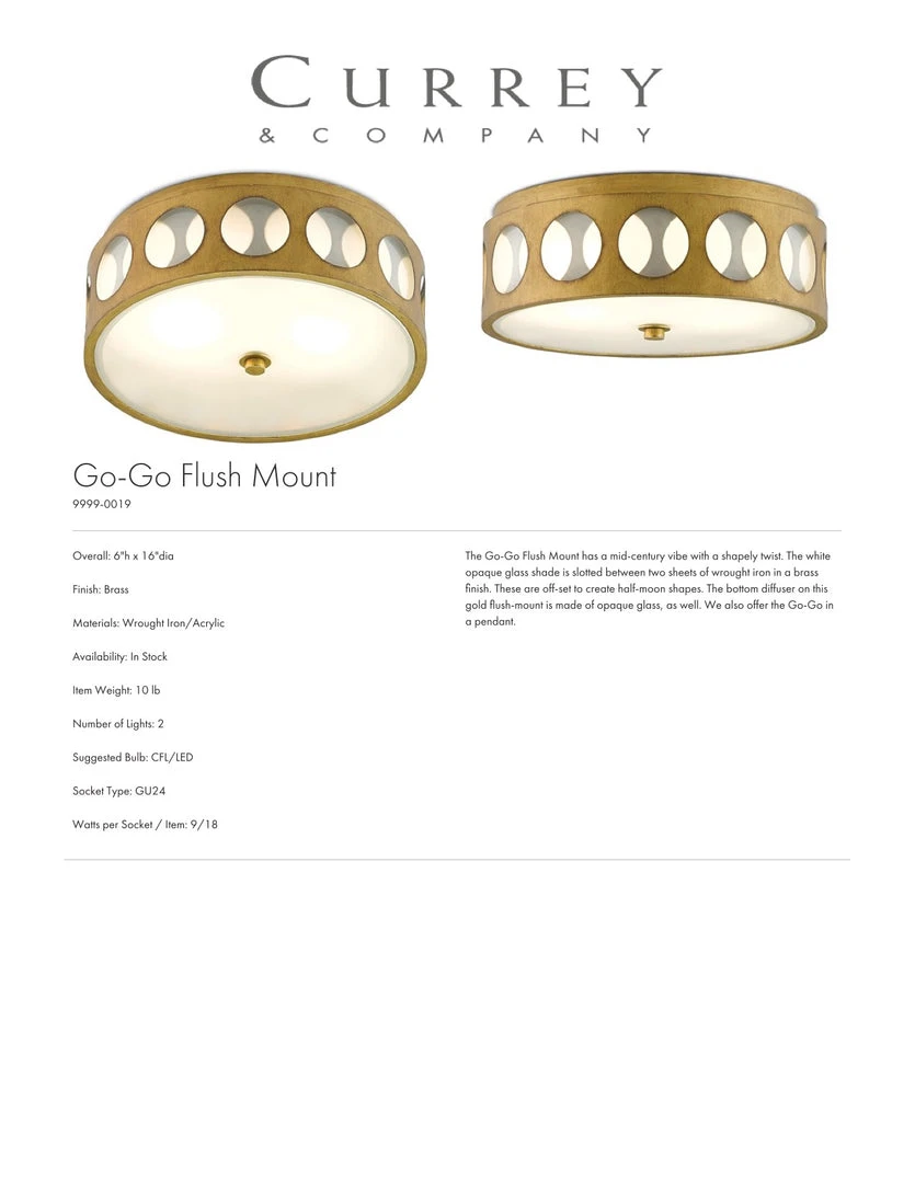 Currey And Company New Arrivals Go-Go Flush Mount 2 Currey And Company New Arrivals Go-Go Flush Mount