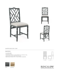 Bungalow 5 Hampton Side Chair Gray 12 Bungalow 5 Hampton Side Chair Gray