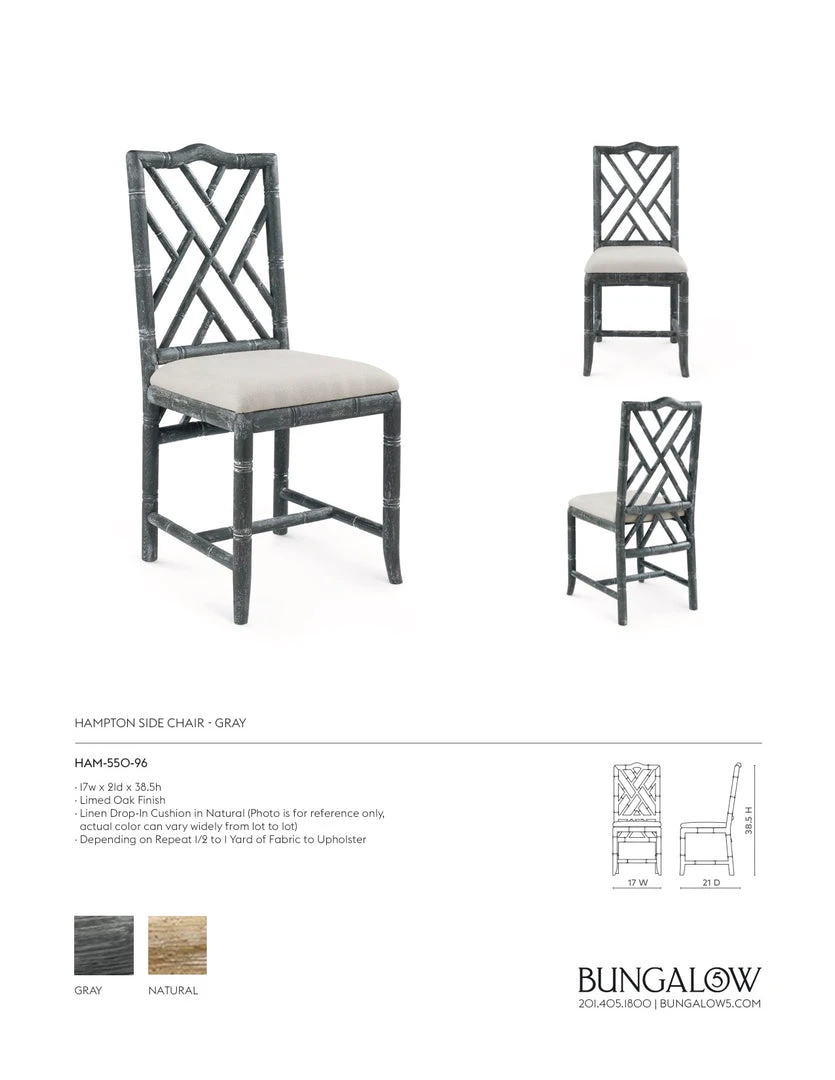 Bungalow 5 Hampton Side Chair Gray 4 Bungalow 5 Hampton Side Chair Gray