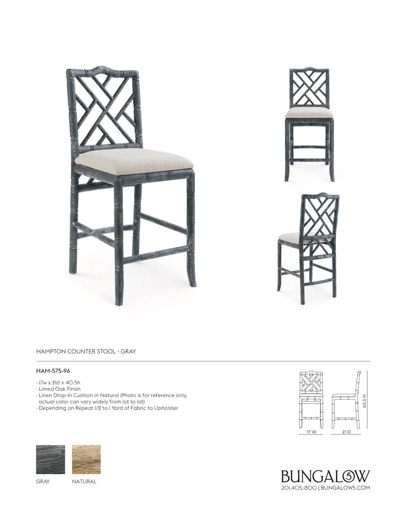 Bungalow 5 New Arrivals Hampton Counter Stool Gray 4 Bungalow 5 New Arrivals Hampton Counter Stool Gray