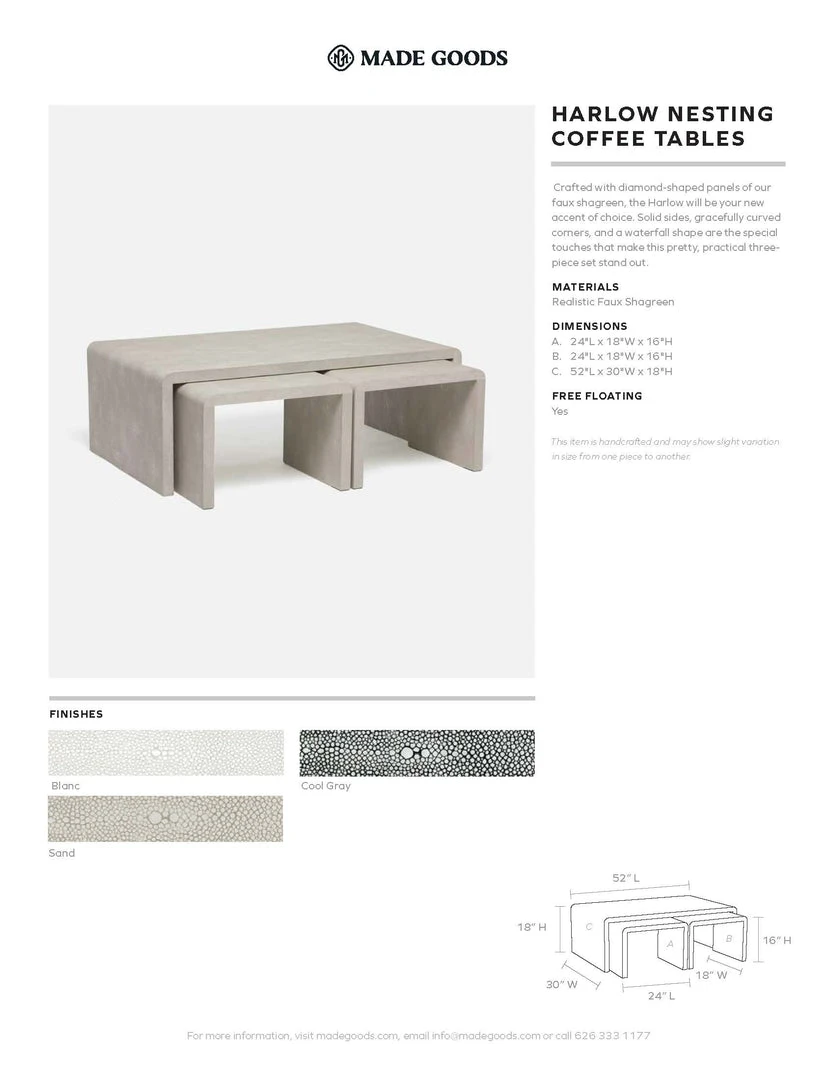 Made Goods Harlow Nesting Coffee Tables Cool Gray Faux Shagreen New Arrivals 2 Made Goods Harlow Nesting Coffee Tables Cool Gray Faux Shagreen New Arrivals