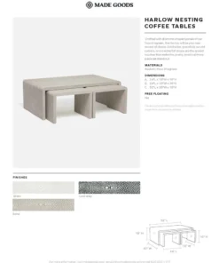 Made Goods Harlow Nesting Coffee Tables Sand Faux Shagreen