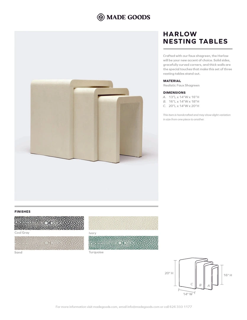 Made Goods Harlow Nesting Tables Sand Faux Shagreen 6 Made Goods Harlow Nesting Tables Sand Faux Shagreen